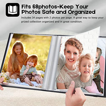 Aevdor 8x10 Photo Album 2 Pack, 68 Photos Each, Plastic Cover, Black - color: 2Pcs Black