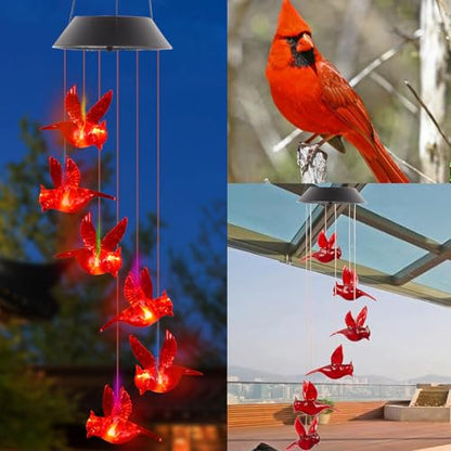Cardinal Solar Wind Chimes for Outside, Christmas Cardinal Gifts for Women