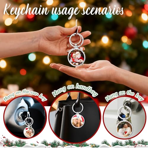 Custom Keychain with Picture, Personalized Photo Key Chain Gifts for Men | Stainless Steel, Double-sided Customized Text, Logo, Personalized Gifts for Boyfriend, Dad, Father's Day, Valentine’s Day - color: W -Christmas Keychain