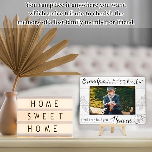 Memorial Gifts Loss of Grandpa, Sympathy Picture Frame, Remembrance Gifts Wooden Photo Frame with Easel, 4x6 Bereavement Picture Frame for Tabletop Display - G09 - style: Loss of Grandpa