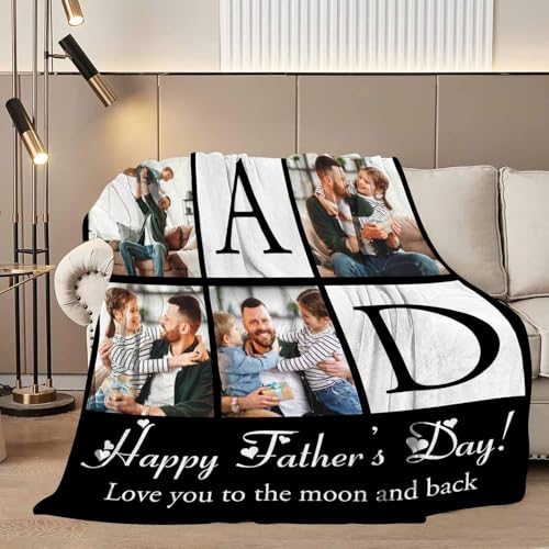 D-Story Custom Blanket Fathers Day Personalized Gifts for Dad Customized Blankets and Throws with Photos Text Fleece Picture Blanket Birthday Gifts from Daughter Son Wife Dad 01 - color: Dad 01