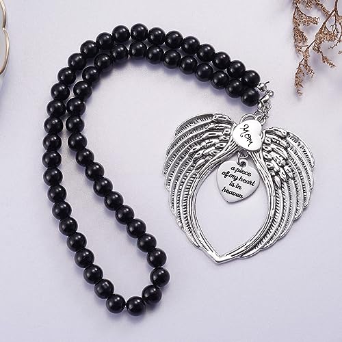 Memorial Car Charm Angel Wings, Memorial Gifts for Loss of Mother, Sympathy Gifts for Loss of Loved One in Heaven, in Memory of Mom Rear View Mirror Car Charm Hanger, Remembrance - style: Mom