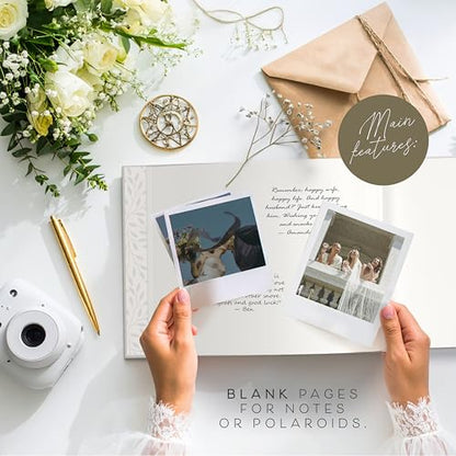 Est. 2026 Linen Guest Book with 100 Blank Pages to Sign for Special Events | Hardcover, Gold-Foiled Guestbook 9.06" х 7.28" with Thick Pages for Wedding, Baby Shower, Birthday Party, Photos & Polaroids - size: Est. 2026