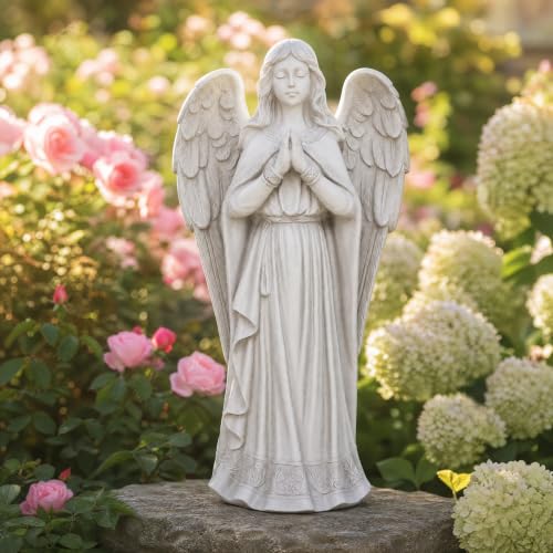 Praying Angel Statue 19.7 Inch, Religious Outdoor Statue | Magnesium Oxide Stone Outdoor Sculpture for Garden Home Lawn Yard Patio, Garden Art Decorations, Blessed Catholic Gift - color: Praying Angel （19.7 Inch）