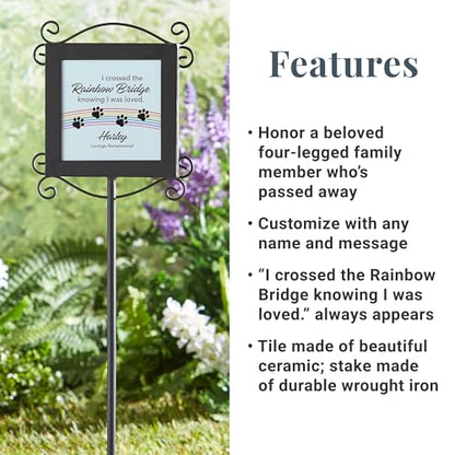 Let's Make Memories Personalized Pet Memorial Garden Stake - Over The Rainbow Bridge - Dog Memorial - color: Over The Rainbow