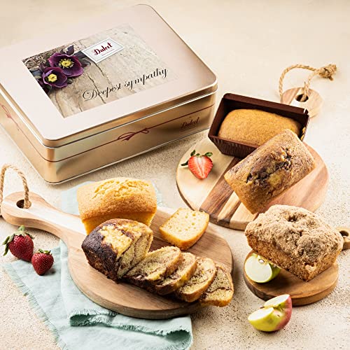 Dulcet Gift Baskets Sympathy Gift Box Tea Loaf Assortment with Fresh Baked Marble, Apple cinnamon & Pumpkin Cake Delightful Flavors for Holidays, Birthday, Sympathy, Get Well, & Family or Office Gatherings for Men & Women - color: Sympathy