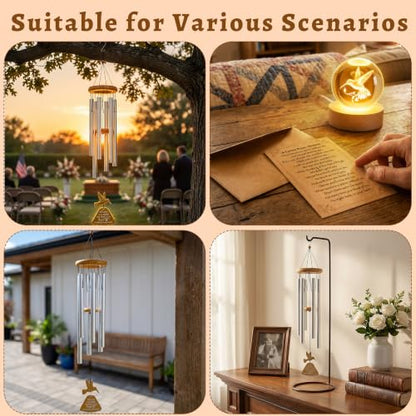Memorial Wind Chimes with Hummingbird Crystal Ball, Sympathy Wind Chimes | Memorial Wind Chimes for Loss of Loved One with Sympathy Cards, Memorial Gift for Loss of Loved One Windchimes Remembrance