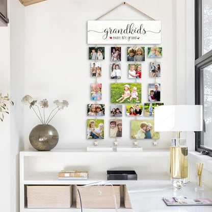 Birthday Gifts for Grandma From Grandkids,New Grandma Gifts | First Time New Grandma Picture Photo Frame,Grandkids Make Life Grand Grandma’s Brag Board,Grandparents Gifts - color: Grandkids