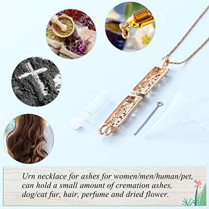 Imrsanl Cremation Jewelry Urn Necklace for Ashes Pendant with Hollow Glass Vial Cylinder Cremation Keepsake Memorial Lockets Ashes Holder for Women Men Pet - color: Tree of Life-Rose Gold