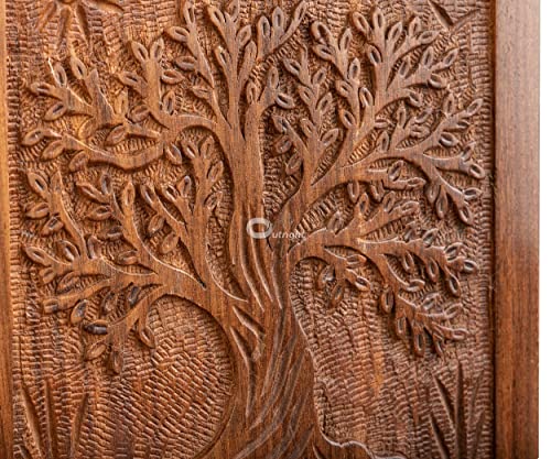 Outright Cremation Urns for Adult Human Ashes - Adult Large Wooden Urn Handcrafted for Funeral and Burial - Tree of Life Memorial Burial for Male and Female (Natural, L, 6.25 x 6.25 x 11.25 inches)