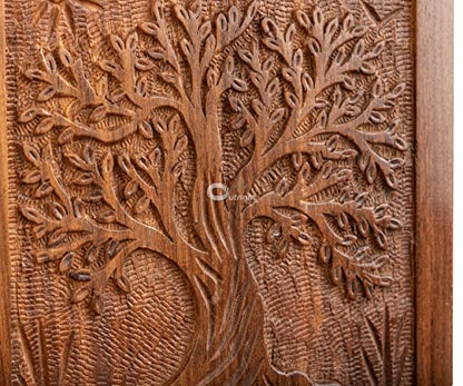 Outright Cremation Urns for Adult Human Ashes - Adult Large Wooden Urn Handcrafted for Funeral and Burial - Tree of Life Memorial Burial for Male and Female (Natural, L, 6.25 x 6.25 x 11.25 inches)