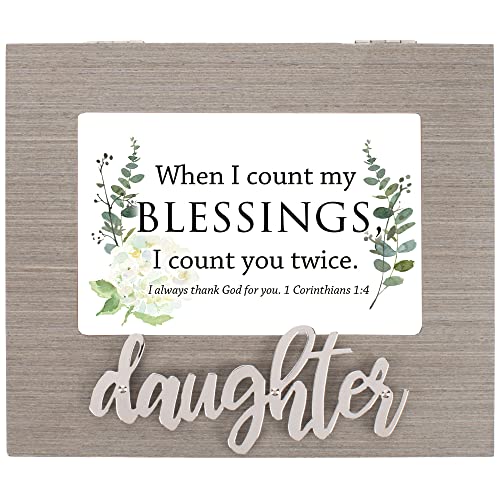Cottage Garden Count My Blessings Metal Applique Daughter Musical Box Plays How Great Thou Art