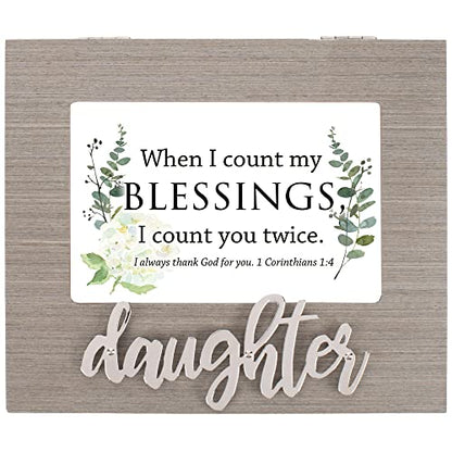 Cottage Garden Count My Blessings Metal Applique Daughter Musical Box Plays How Great Thou Art