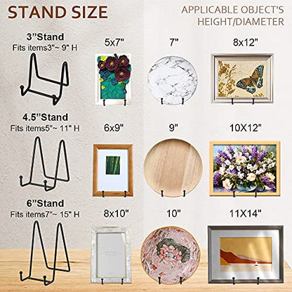 Plate Stands for Display - Iron Easel Stand Plate Holder Display Stand Picture Frame Stand for Pictures | Photo|Decorative Plate |Dish | Tabletop Art - 4.5 inch-Black(6 Pack) - size: 4.5“（6 pack）
