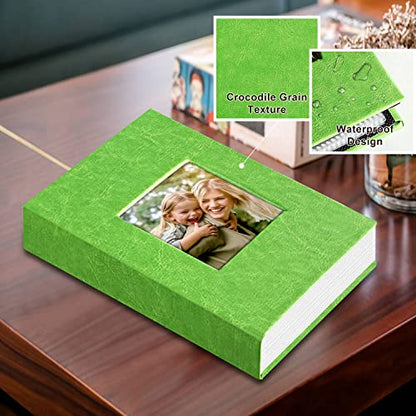 Ywlake Photo Album 4x6 50 Pockets 2 Packs, Small Mini Capacity Leather Photo Albums, Each Pack Holds 50 Top Loader Vertical Only Pictures Green - color: Green, size: 50 Photos/2PK