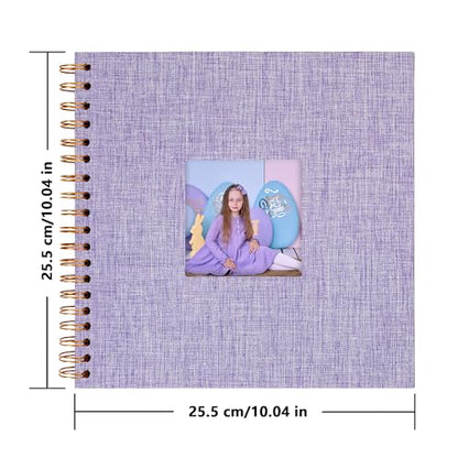 Scrapbook Photo Album, Linen Covered, 10x10 Inches, 20 Sheets/40 Pages | Hardcover Kraft White Pages, Wedding Guest Book, Travel Memory Book, Christmas, Baby Shower Keepsake, Family Album - color: Purple, size: 10x10 Inch 40 Pages