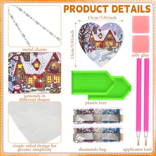 Cinnvoice Seasonal Diamond Art Hanging Kit,12 Pcs,Real Scene | Holiday Diamond Art Wreath Ornament, Month Gem Hanging Sign, Festival Crystal Suncatcher, for Door Window Wall Home Decor - style: Real Scene