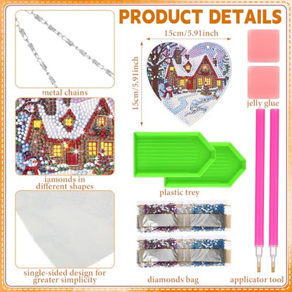 Cinnvoice Seasonal Diamond Art Hanging Kit,12 Pcs,Real Scene | Holiday Diamond Art Wreath Ornament, Month Gem Hanging Sign, Festival Crystal Suncatcher, for Door Window Wall Home Decor - style: Real Scene