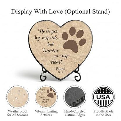 Personalized Dog Memorial Stone, No Longer by My Side Heart Plaque, Pet Loss Gift for Dogs Headstone (S-009) - color: S-009