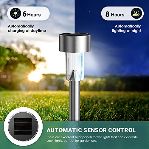 GIGALUMI 16 Pack Solar Lights Outdoor Waterproof, Stainless Steel - color: Cold White