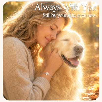 Paw Print Memorial Bracelet for Pet Loss, Pet Memorial Gifts for Loss of Dog or Cat, Rainbow Bridge Sympathy Bracelet for Women Men, Remembrance Gift for Pet Lovers