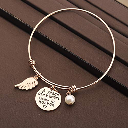 Memorial Jewelry Sympathy Gift A Piece of My Heart Lives In Heaven Lariat Y Necklace Loss Jewelry Gift - color: a piece bracelet rg