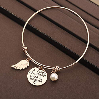 Memorial Jewelry Sympathy Gift A Piece of My Heart Lives In Heaven Lariat Y Necklace Loss Jewelry Gift - color: a piece bracelet rg