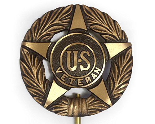Veteran Grave Marker, Bronze Cemetery Plaque, Memorial Flag Holder, Made in USA