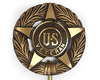 Veteran Grave Marker, Bronze Cemetery Plaque, Memorial Flag Holder, Made in USA