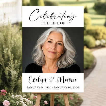 Personalized Funeral Celebration Of Life Welcome Sign #13 - color: Style 13