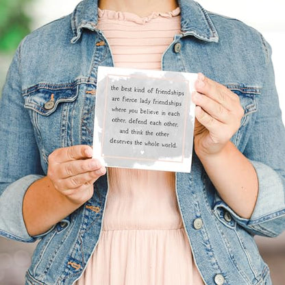 Small Talk Squares Fierce Lady Friendships Sign, Rustic Wooden Plaque, Farmhouse Shelf Sitter, Friendship Gift for Women, 5.25 Inch - color: The Best Kind of Friendships are Fierce Lady Friendships