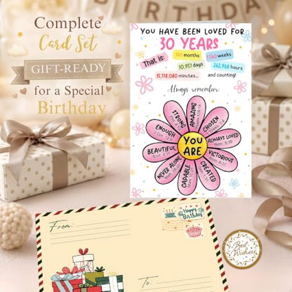 30th Birthday Card for Her, Happy 30th Birthday Card for Him Her with Seal and Envelope, 30 Year Old Birthdayy Cards for Daughter Women, Men Son Friend Sister Brother - color: 30th