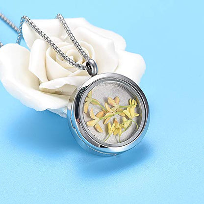 Oinsi Cremation Locket Necklace For Ashes Of Loved One Carry Photo Glass Memorial Urn Jewelry 316L Stainless Steel Keepsake Gifts - color: A-Customize-Text