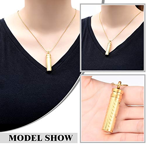 constantlife Cremation Jewelry for Ashes Openable Pill Case Urn Necklace Keepsake Perfume Memorial Pendant Locket Charm Accessories - color: Golden