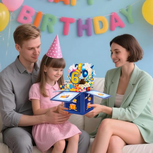 GREETING ART 6th Birthday Card,Pop Up 6 Year Old Birthday Card for Kids - color: 6th