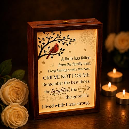 Sympathy Gifts for Loss of Loved One, LED Wood Memorial Shadow Box, 3 Lighting Modes, Bereavement Condolences Remembrance Gifts, 7.4''x5.5''x2.1'' - color: A Limb