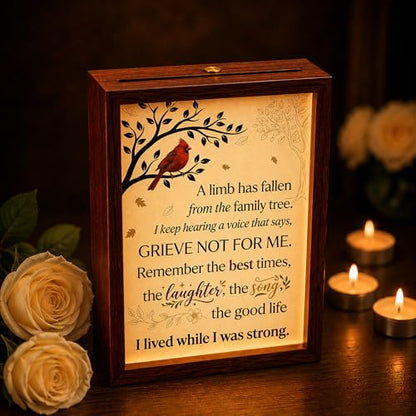 Sympathy Gifts for Loss of Loved One, LED Wood Memorial Shadow Box, 3 Lighting Modes, Bereavement Condolences Remembrance Gifts, 7.4''x5.5''x2.1'' - color: A Limb