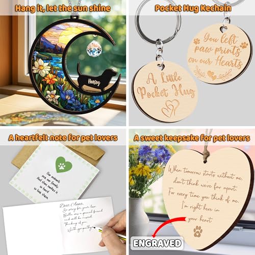 Personalized Dog Memorial Gift Suncatcher, Engraved Pet Memorial Ornament, Pet Sympathy Keychain, Loss of Animal Card, Rainbow Bridge Dog Loss Gift, Bereavement Suncatcher Window Hanging - color: 00. Custom #0