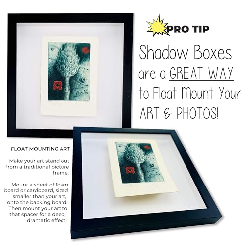Black 16x20 Wood Shadow Box Display Frame with Black Acid-Free Backing UV Acrylic & Hanging Hardware - with 3/4" Usable Depth - Makes Great T Shirt Display Frame Shadowbox - size: 16x20