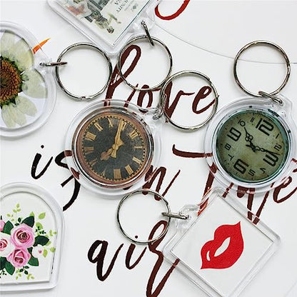 BetterJonny 20Pcs Acrylic Picture Keychain Blanks in Clear Acrylic Picture Frame Keyrings - color: Round