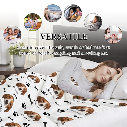 Ship Next Day, Personalized Pet Memorial Gifts, Custom Dog Blanket with Picture Name, Customized Pet Memorial Blanket with Photos, Loss of Pet Sympathy Gift, Dog Passing Away Bereavement Gifts - color: Dog Blanket 8