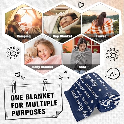 Ships Next Day, Memorial Sympathy Gifts for Loss of Mom Dad Grandma Grandpa - Printed in USA, Hugs from Heaven Flannel Blanket, in Memory of Gifts, Condolence Bereavement Remembrance Gifts, 80''x60'' - size: 80"L x 60"W