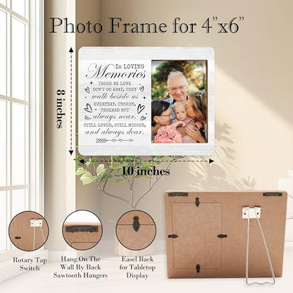 Memorial Picture Frame - In Loving Memory Wood Photo Frame, Sympathy & Bereavement Gifts for Loss of Mom, Dad & Grandparents - Funeral Remembrance Gift - style: Memorial 02