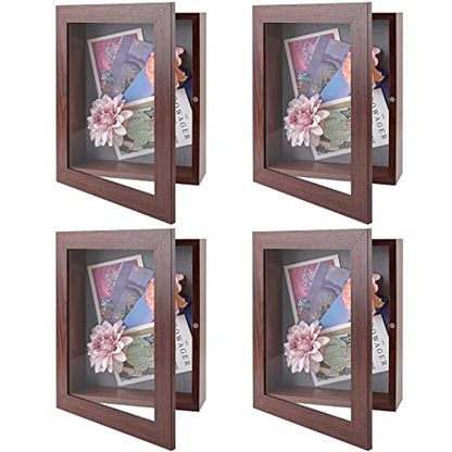 8.5x11 Shadow Box Frame Display Case, 2-inch Depth (Walnut, 4 Pack) - color: Walnut, size: 8x10.5(4 Sets)
