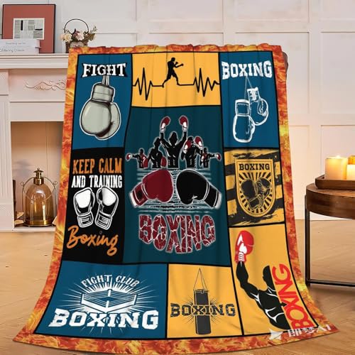 Boxing Blanket Super Soft Warm Boxing Sports Throw Blanket Gift for Men Women Boys Cozy Fluffy Plush Lightweight Flannel Gifts Fleece Blankets for Kids Adults 60"X50" - color: Boxing, size: 60"x50"