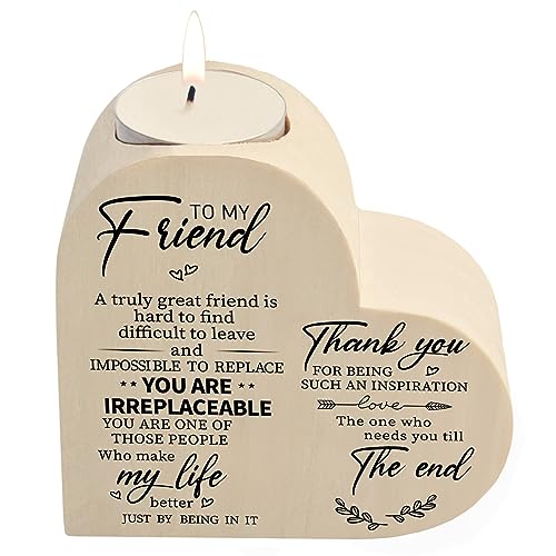 Wooden Candle Holders-to My Friend,You are IRREPLACEABLE, Thank You for Being My Unbiological Sister.Women Female Girl Friends Personalized Custom Friendship Birthday Gift - color: Friend（2）