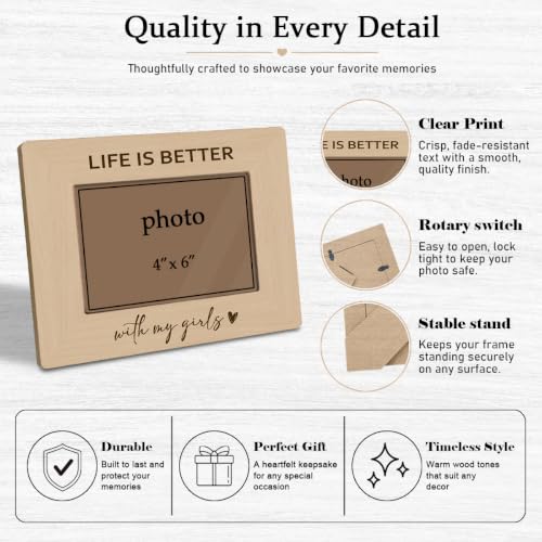 Mom Daughter Picture Frame 4x6, Life Is Better with My Girls Rustic Wooden Farmhouse Photo Frame for Tabletop Display, Mother's Day Birthday Christmas Gift for Mom - color: color14