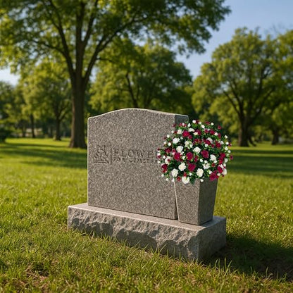 Sympathy Silks Artificial Cemetery Flowers - Gravesite Memorial Arrangment - Beauty & Cream Garden Mums - (1) Bouquet - color: Beauty & Cream, size: (1) Bouquet