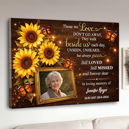 KOLSTRAW Personalized Memorial Canvas, Custom Remembrance Wall Art, In Loving Memory Gift, Sympathy Decor Print, Loss Keepsake, Forever In Heart Sign, Photo Canvas Tribute, Bereavement Gift 12x18#5 - color: Version-05