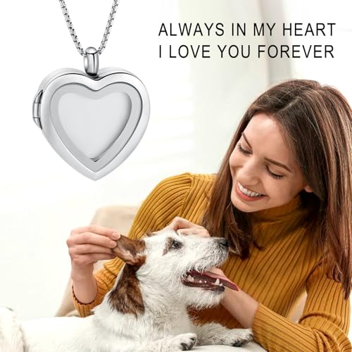 Oinsi Cremation Locket Necklace For Ashes Of Loved One Carry Photo Glass Memorial Urn Jewelry 316L Stainless Steel Keepsake Gifts - color: B-Sliver